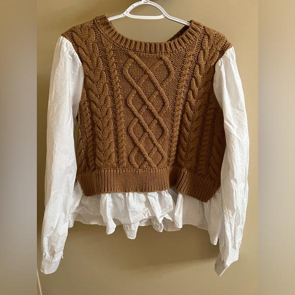 By Anthropologie Sweater Vest & Blouse Layered Top - size XLP - Picture 4 of 9
